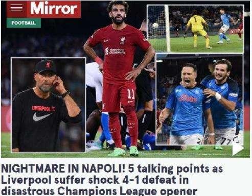 FOTO - Mirror - Liverpool, notte da incubo a Napoli! 
