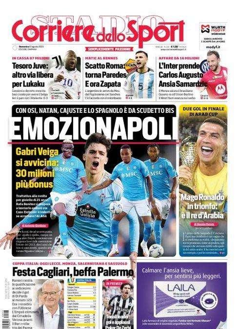 PRIMA PAGINA - Cds Campania: "Emozionapoli: con Veiga è da Scudetto bis"