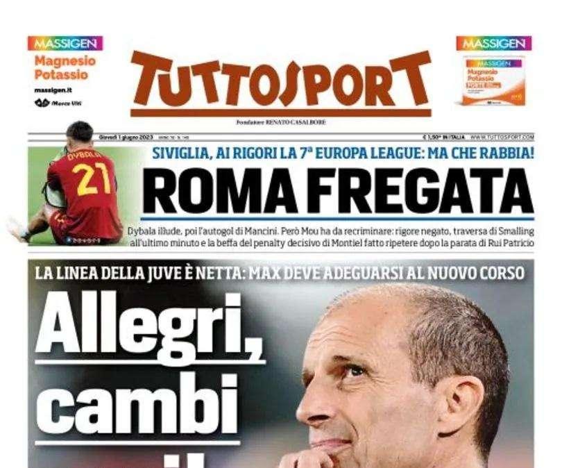 PRIMA PAGINA - Tuttosport: "Allegri, cambi o vai!"