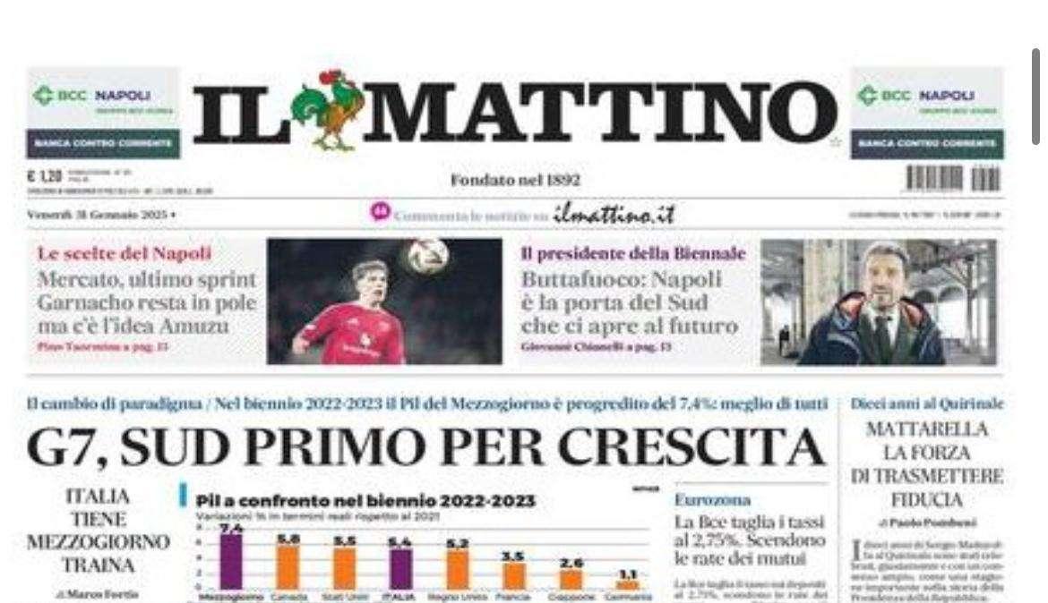 Il Mattino: “Garnacho resta in pole ma c’è l’idea Amuzu”
