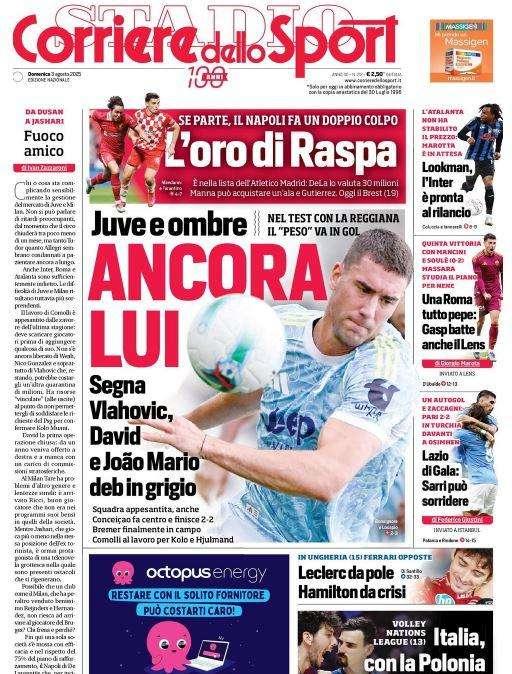 Corriere dello Sport: "L'oro di Raspa. Se parte, il Napoli fa un doppio colpo"