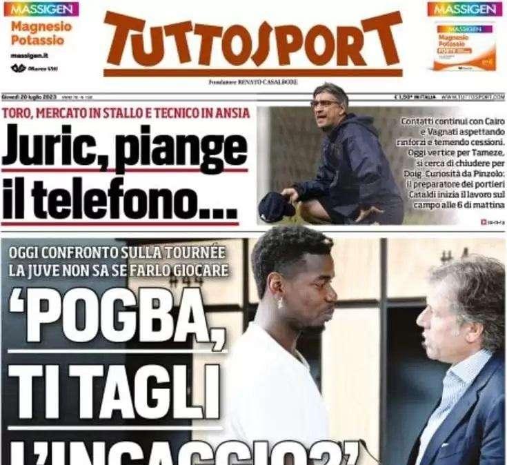 PRIMA PAGINA Tuttosport: "Pogba, ti tagli l'ingaggio?"