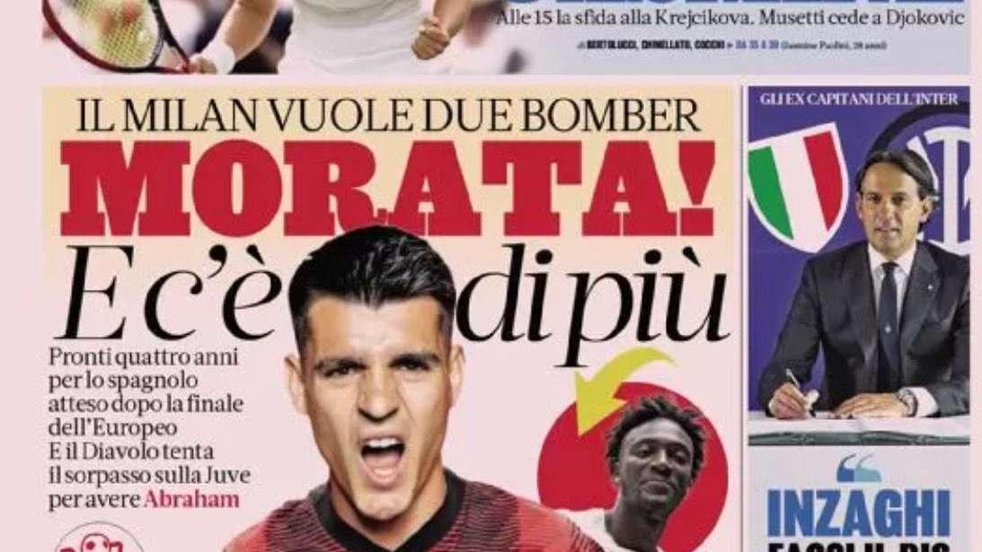 Gazzetta dello Sport: "Morata! E c'è di più: Milan su due bomber"