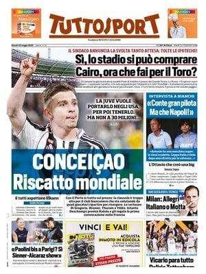 L'apertura di Tuttosport è dedicata alla Juve: "Conceicao, riscatto mondiale"