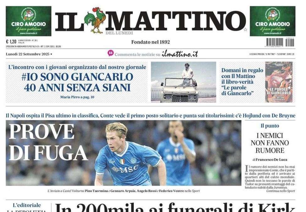 Il Mattino: "Prove di fuga"