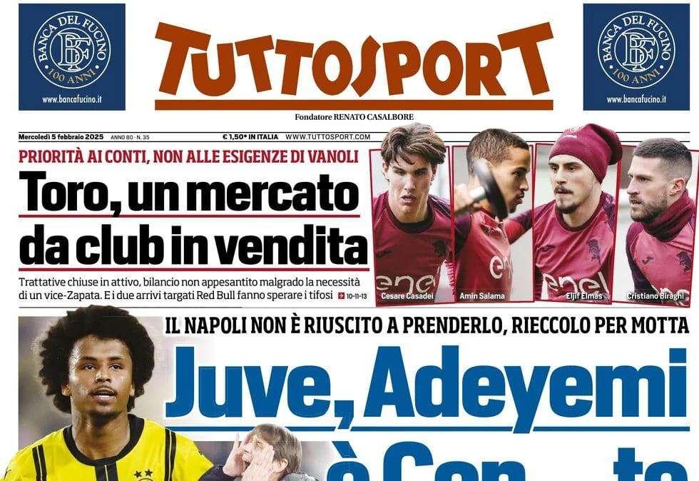 Tuttosport punge il Napoli: "Juve, Adeyemi è Con...te"