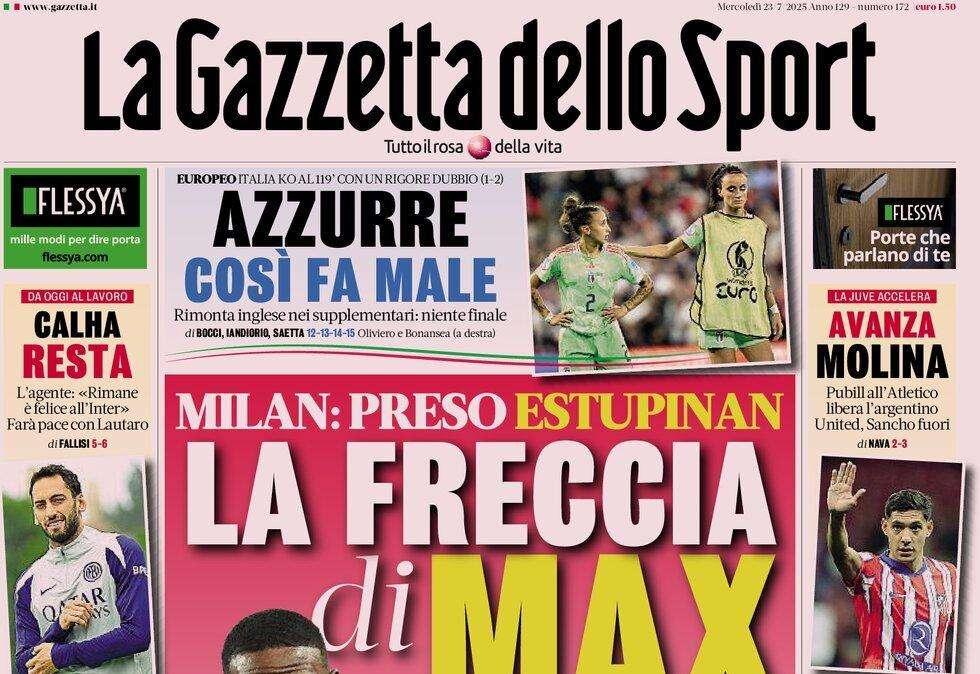 La Gazzetta dello Sport: "Conte, c'è da fare. L'Arezzo vince 2-0"