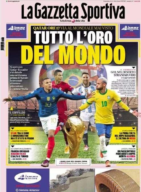 PRIMA PAGINA - L'apertura de La Gazzetta dello Sport: "Tutto l'oro del mondo"
