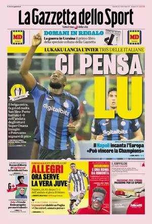 PRIMA PAGINA - Gazzetta: "Il Napoli incanta l'Europa: può vincere la Champions"