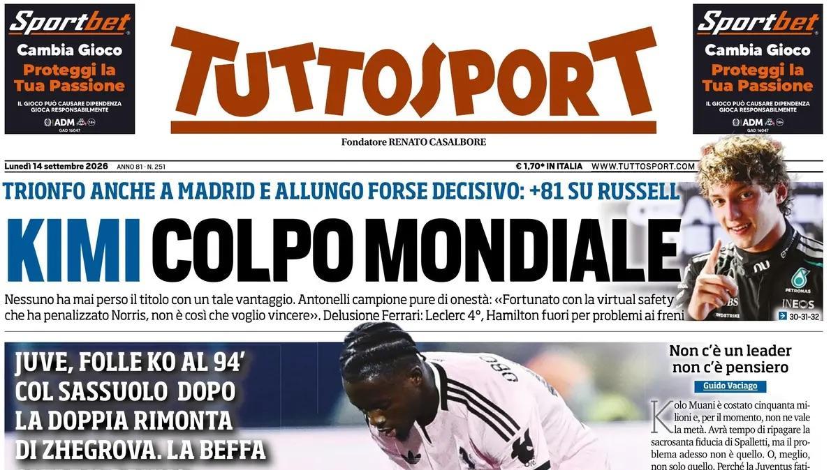 Napoli, Allegri riparte. Juve, Spalletti fai qualcosa: la prima di Tuttosport