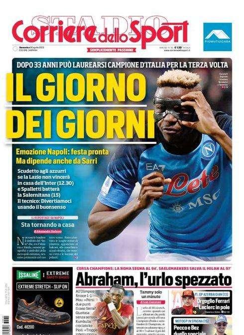 PRIMA PAGINA - Cds Campania: "E' il giorno dei giorni. Dopo 33 anni..."