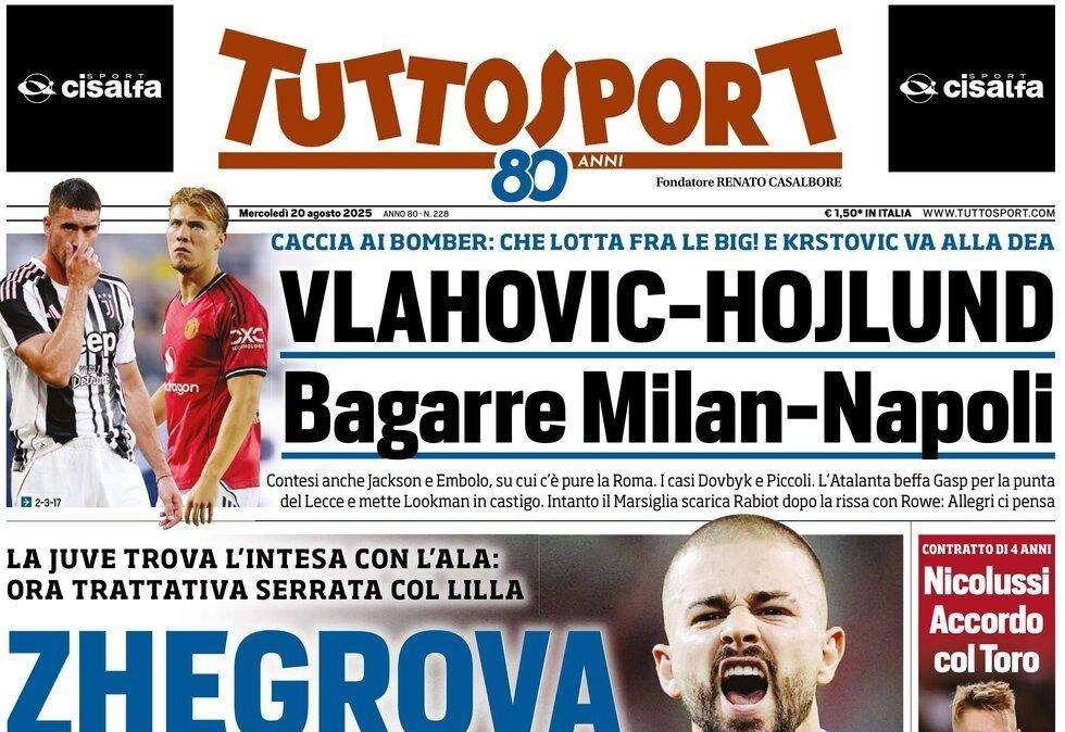 Tuttosport: "Vlahovic-Hojlund, bagarre Milan-Napoli"