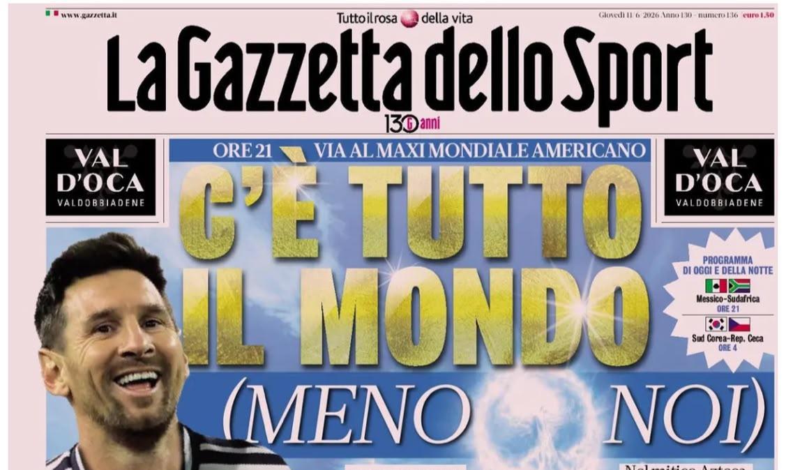 Mondiali al via, La Gazzetta dello Sport: "C'è tutto il mondo (meno noi)"