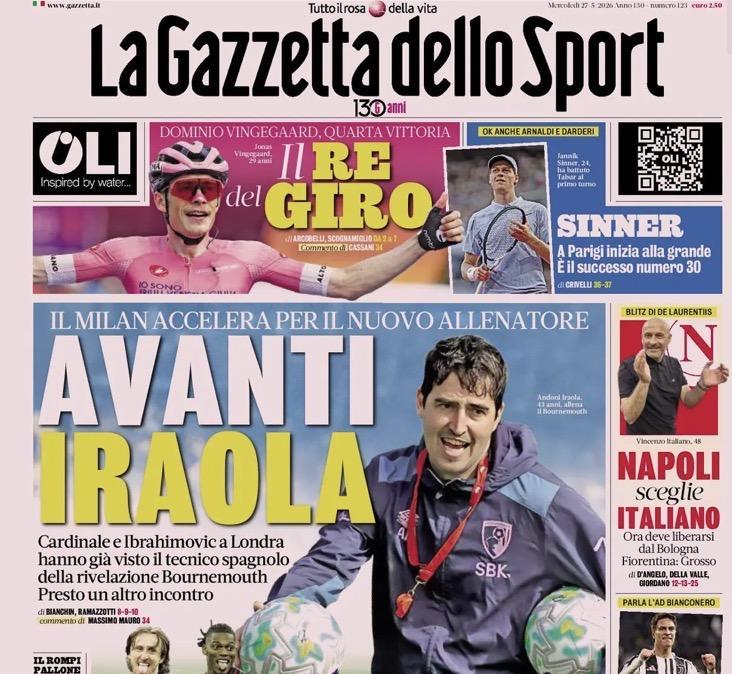 Blitz De Laurentiis, Gazzetta dello Sport: "Napoli sceglie Italiano"
