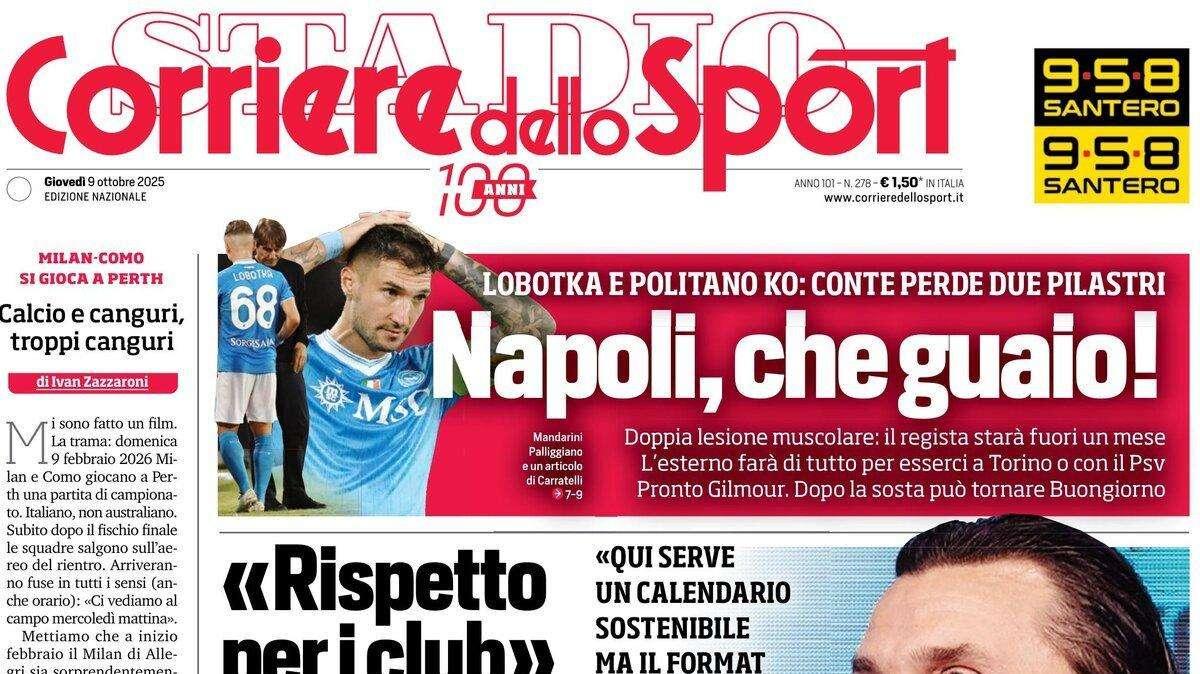 Corriere dello Sport: "Napoli, che guaio. Conte perde due pilastri"