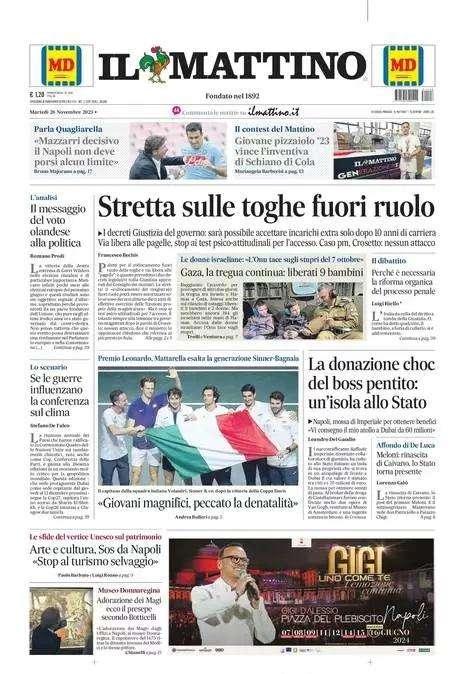 PRIMA PAGINA - Il Mattino: "Parla Quagliarella: 'Mazzarri decisivo, il Napoli non devi porsi limiti"