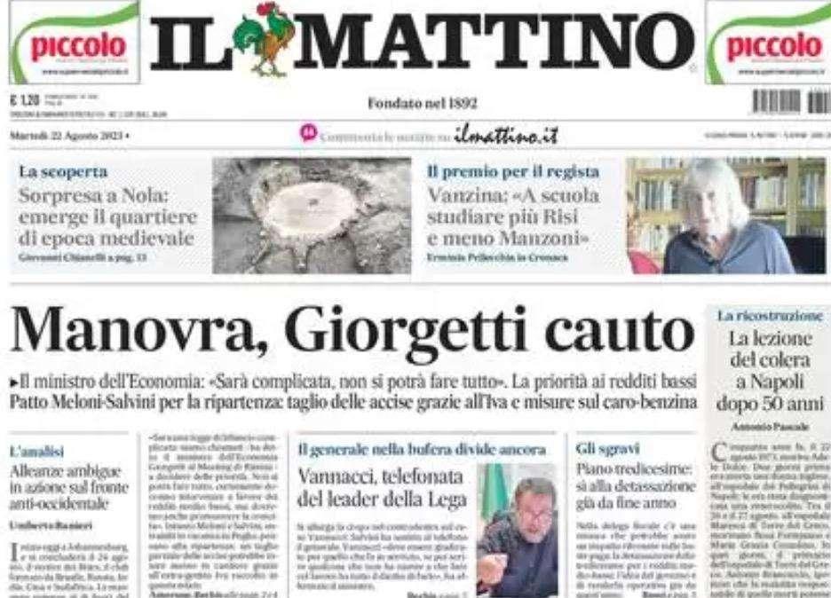 PRIMA PAGINA - Il Mattino: "Effetto Scudetto, Kvara ora punta a 6mln"