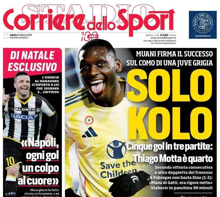 Corriere dello Sport: "Solo Kolo. Di Natale: Napoli, ogni gol un colpo al cuore"