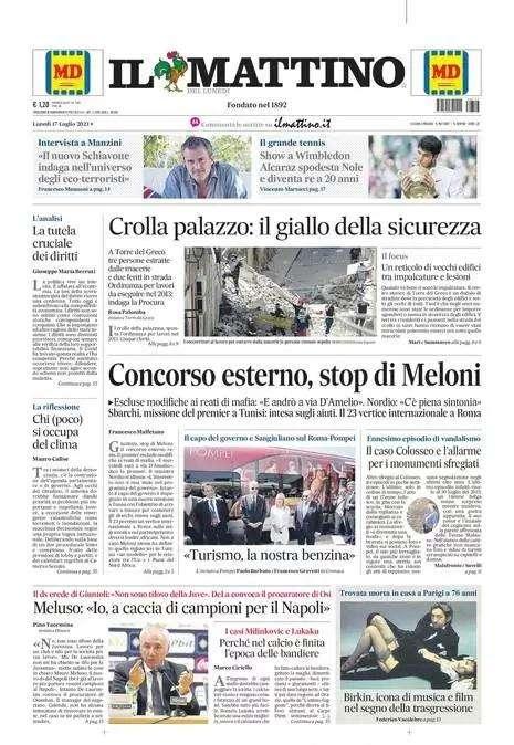 PRIMA PAGINA - Il Mattino: "Meluso: 'Io, a caccia di campioni per il Napoli'"