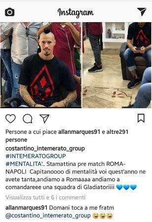 FOTO - Hamsik in fila da barbiere, interviene il 'napoletano' Allan: "Domani tocca a me fratm!"