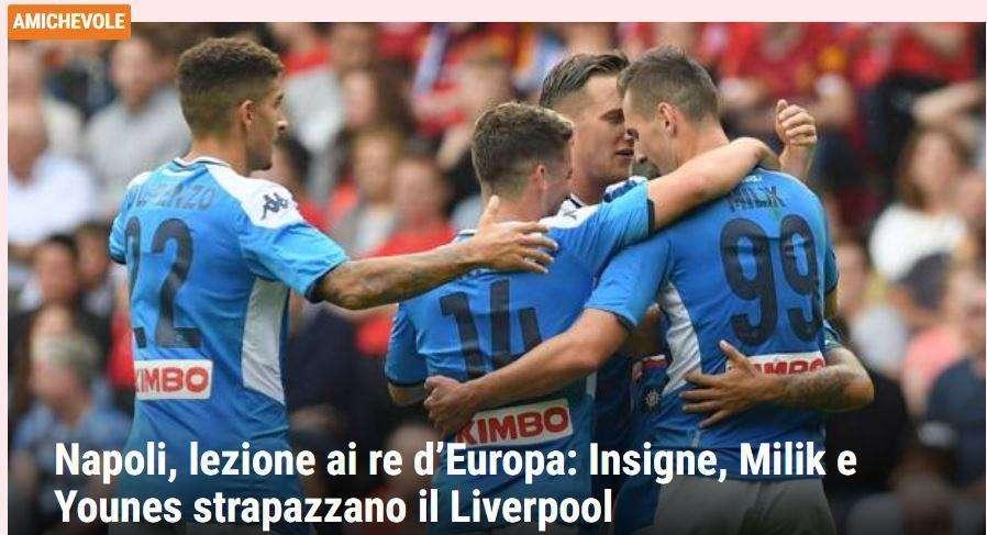 FOTO - Gazzetta pazza del Napoli: "Lezione ai re d'Europa, Liverpool strapazzato!"