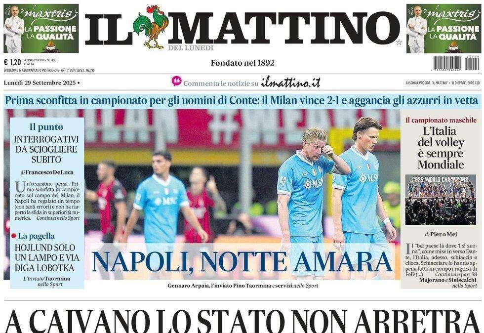 Il Mattino: "Napoli, notte amara"