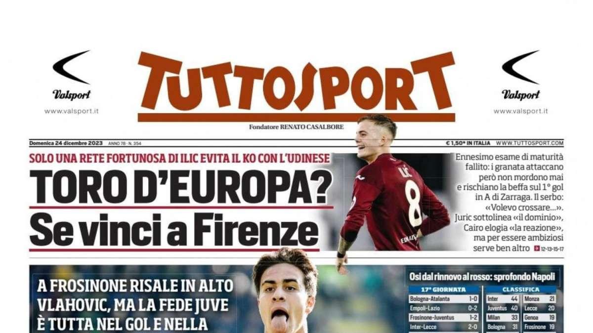PRIMA PAGINA - Tuttosport: "Nel segno di Alex"