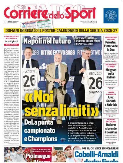 Ambizioni Napoli, Corriere dello Sport: "ADL punta campionato e Champions"