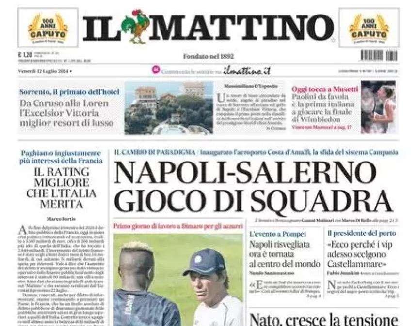 Il Mattino: "Conte spinge subito il Napoli. E Di Lorenzo rassicura: resto"