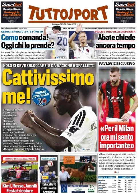Il Como vince ed è 1°, Tuttosport: "Da Inter-Napoli a Roma-Atalanta, chi lo prende?"