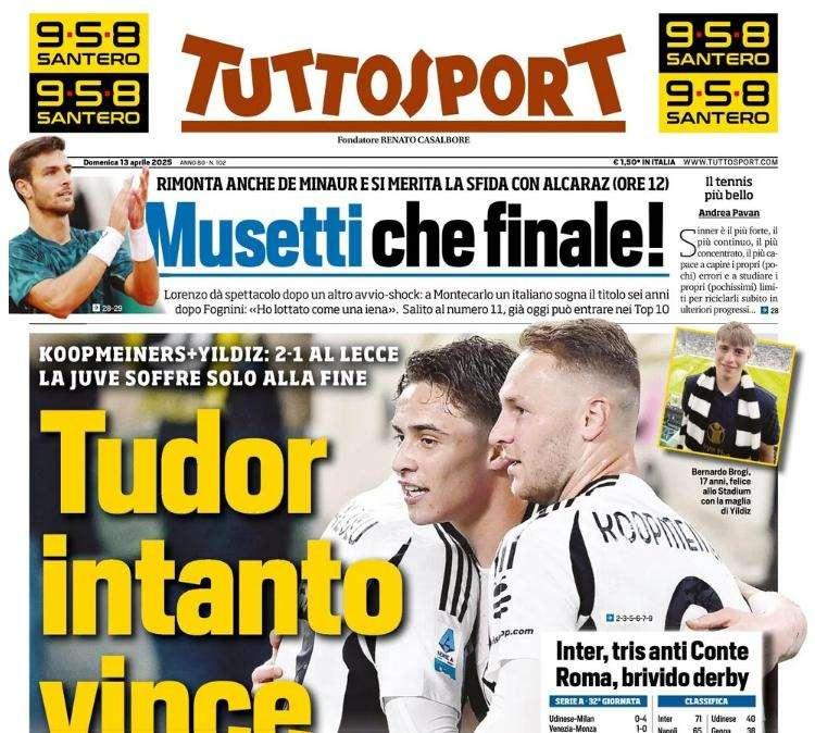 L'apertura di Tuttosport sulla Juventus: "Tudor intanto vince"
