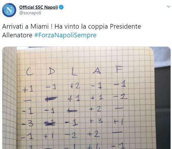 FOTO - Il Napoli è arrivato a Miami! Poi sulla sfida a tressette: "Ha vinto la coppia..."