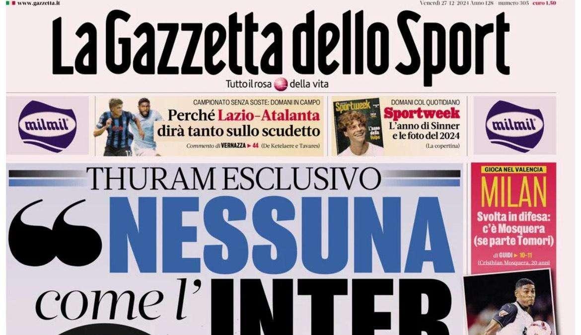 Gazzetta dello Sport: "Thuram: Nessuna come l'Inter"