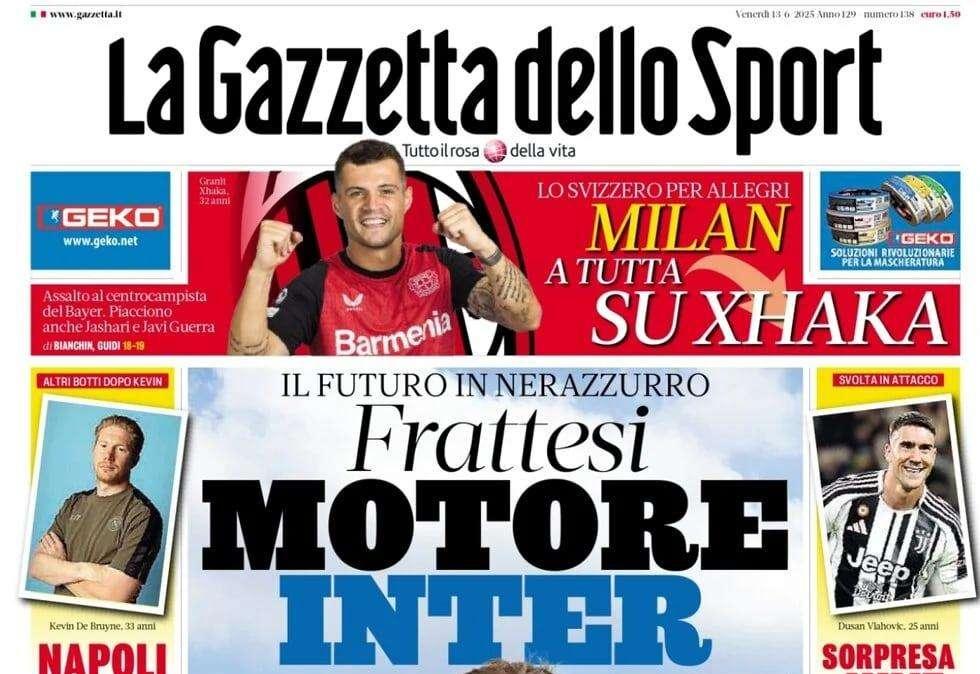 De Bruyne-Napoli ufficiale, Gazzetta apre con Frattesi: "Motore Inter!"