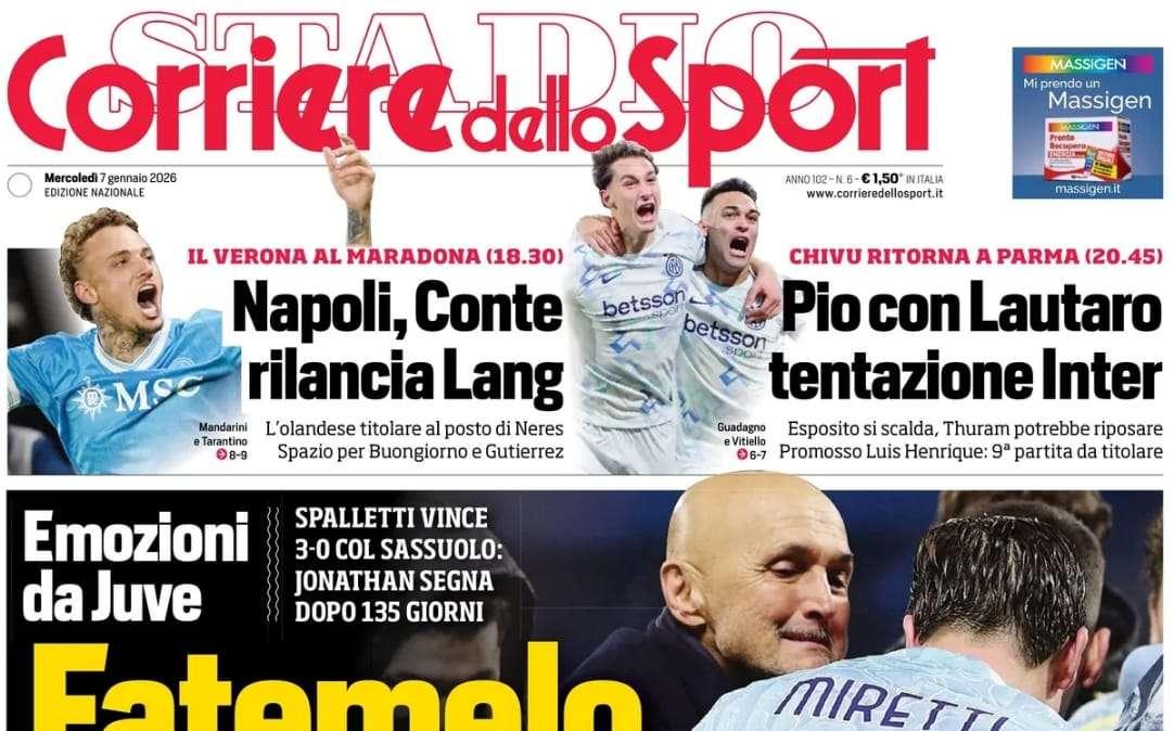 Corriere dello Sport: "Conte rilancia Lang: chance da titolare contro il Verona"