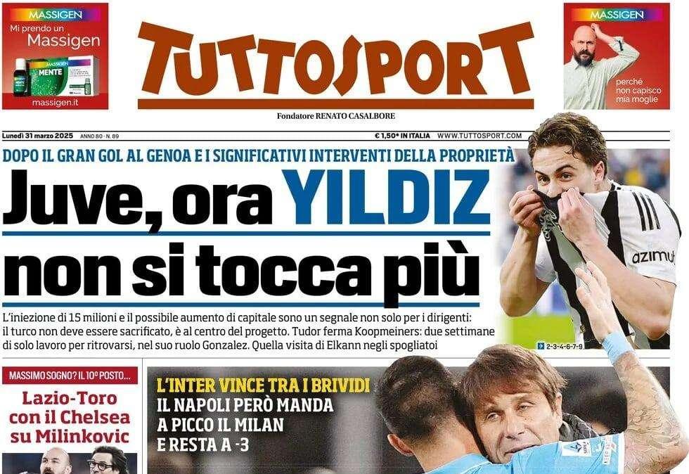 Tuttosport: "Conte non molla. Il Napoli manda a picco il Milan"