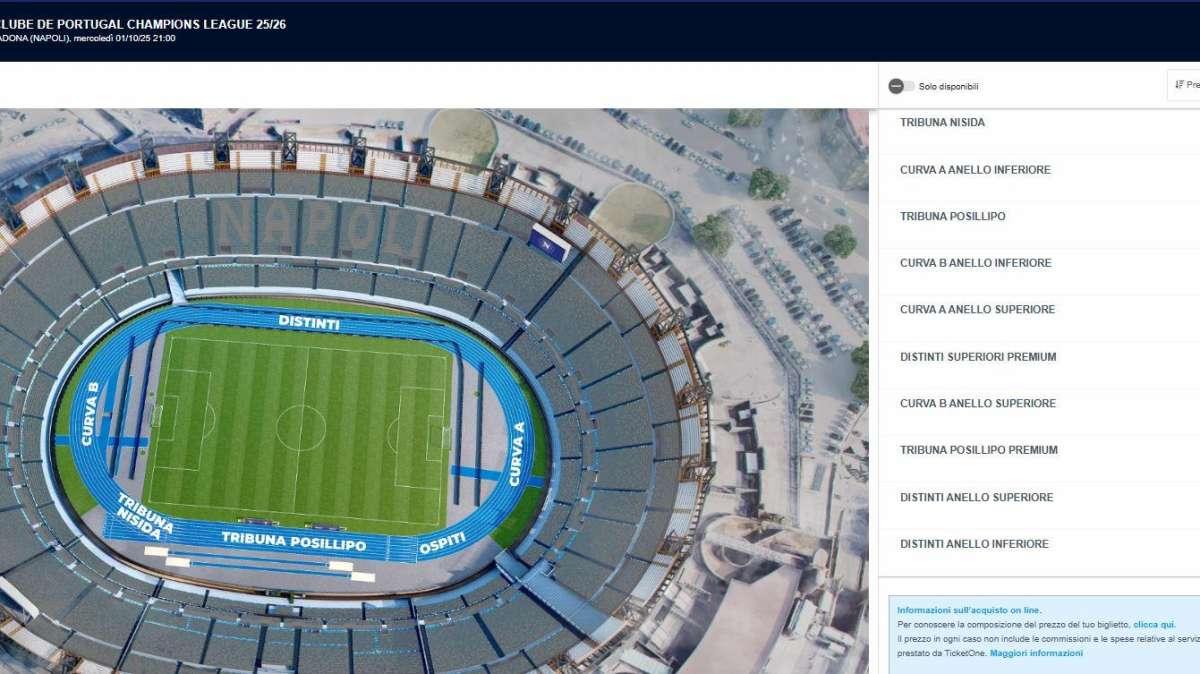 Febbre Champions: sold-out il Maradona per lo Sporting
