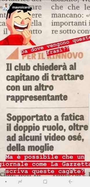 FOTO - Icardi distrugge Gazzetta: "Possibile che un giornale così scriva queste cagate?!"