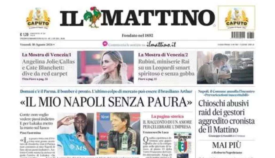 Il Mattino apre con le parole di Conte: “Il mio Napoli senza paura”
