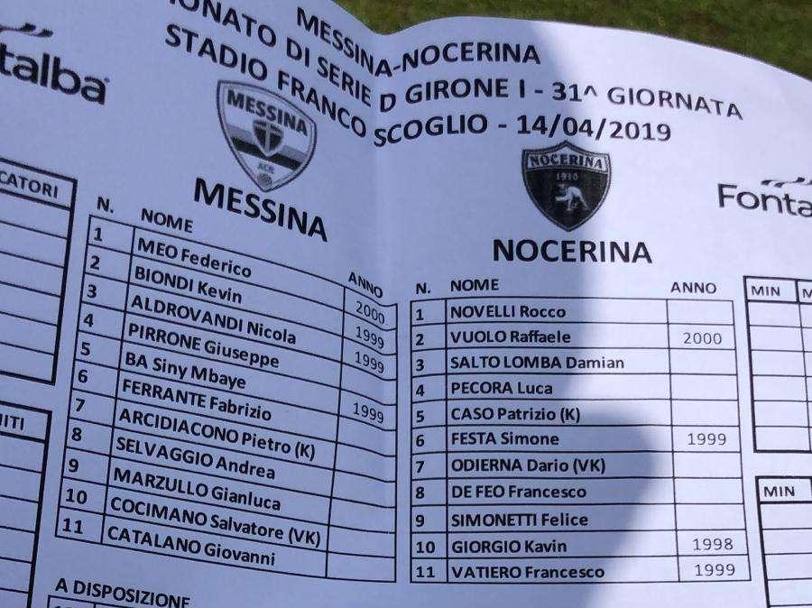 MESSINA-NOCERINA 2-1, SCONFITTA ROSSONERA FIGLIA DEGLI ERRORI DEL PRIMO TEMPO