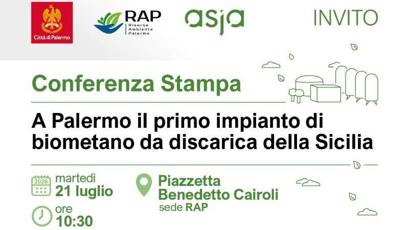 Palermo, il 21 luglio la presentazione del primo impianto siciliano per la produzione di biometano da biogas di discarica