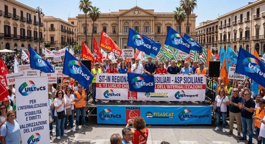ASP siciliane, il 13 luglio sit-in regionale dei servizi ausiliari: UILTuCS, FILCAMS, FISASCAT e UILTrasporti chiedono l’avvio dell’internalizzazione