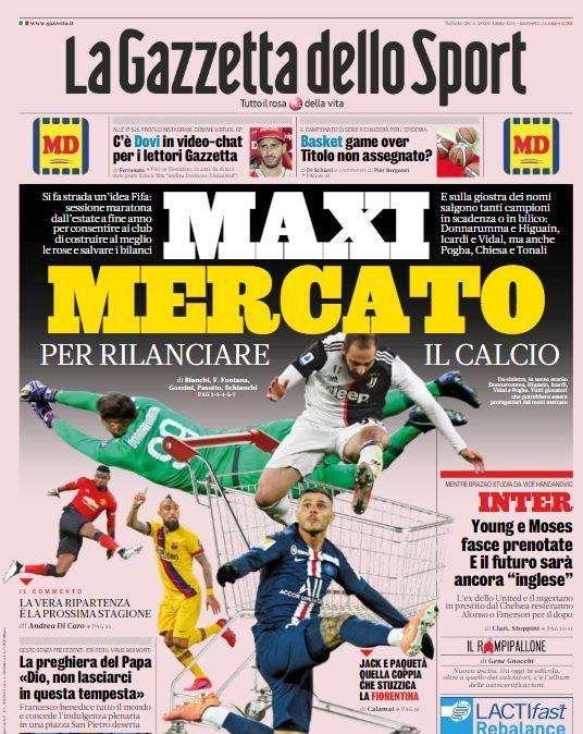La Gazzetta dello Sport in apertura: "Maxi mercato"