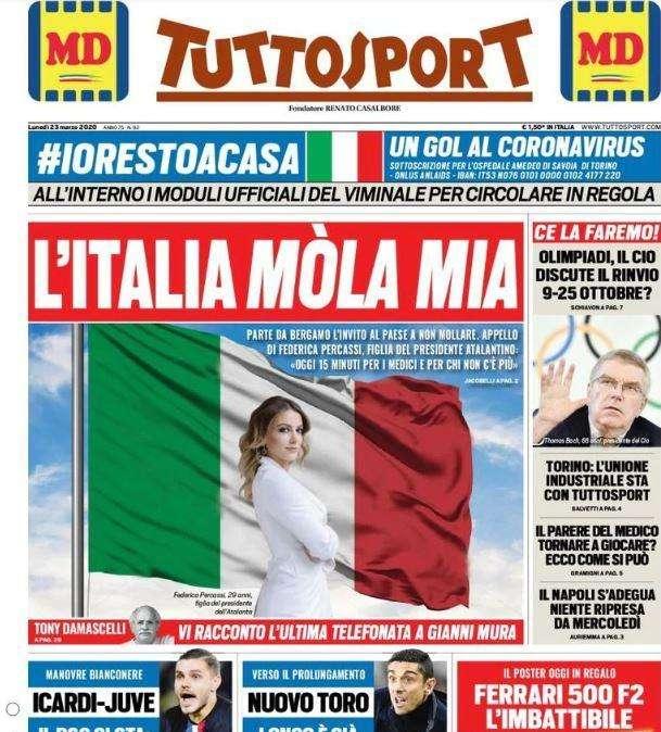 L'apertura di Tuttosport: "L'Italia mòla mia"