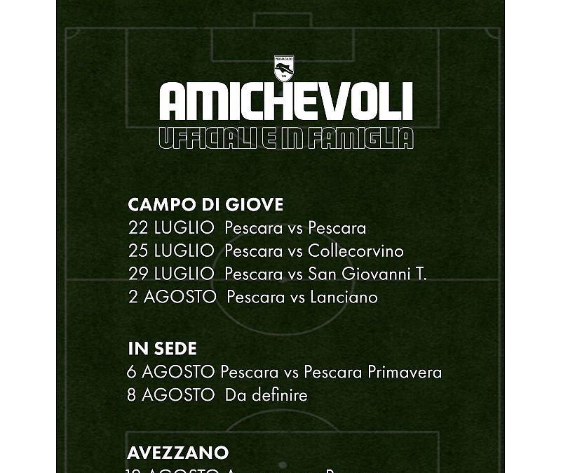Pescara, il programma completo delle amichevoli estive