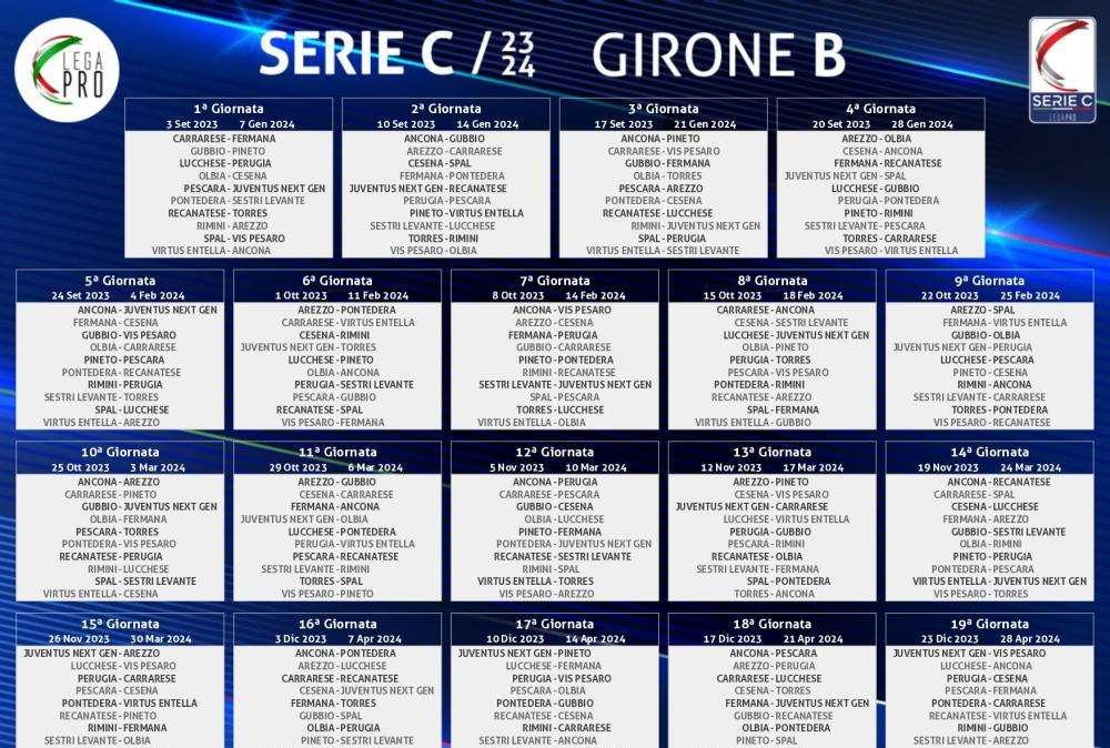 Pescara, il calendario ufficiale dalla sesta all'undicesima giornata