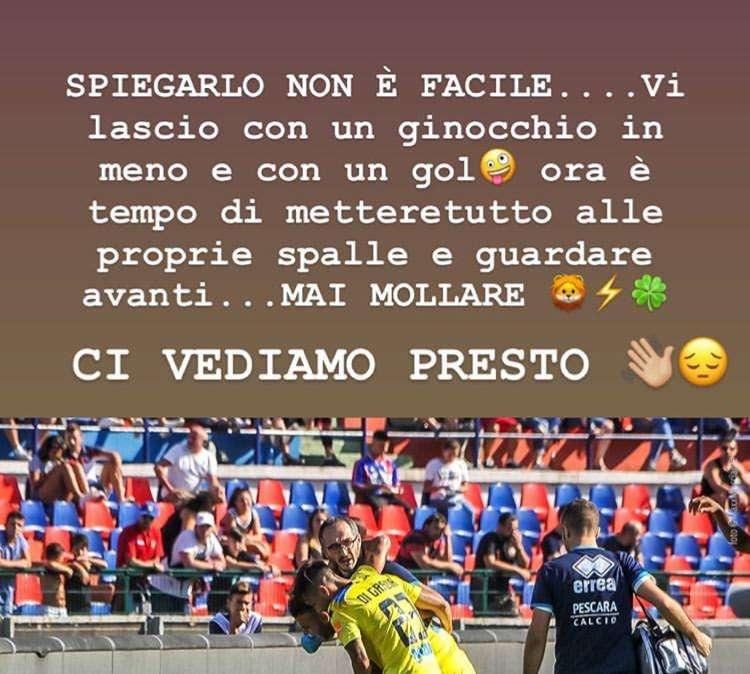 FOTO - Tumminello: “Ci ho lasciato un ginocchio ma sempre forza Pescara”