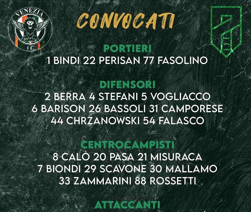 Venezia-Pordenone, i convocati di mister Domizzi