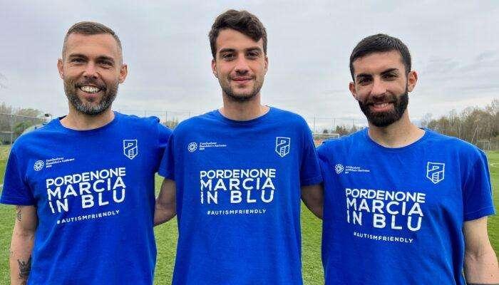 Pordenone Calcio: Ramarri testimonial in blu per la Fondazione Bambini e Autismo onlus