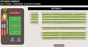 Real Vicenza-Pordenone, tifo neroverde: tutti in tribuna laterale (Settore C)